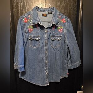Embroidered Denim Shirt